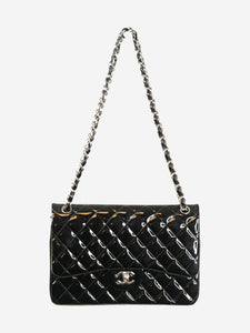 Chanel Black 2012 jumbo patent Classic Double Flap bag