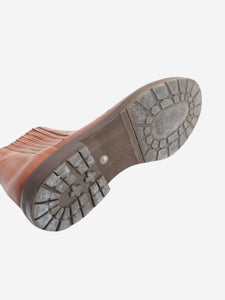 Marni Brown holepunched leather ankle boots - size EU 40