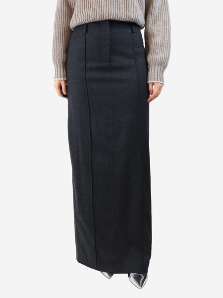 Charcoal grey wool long skirt - size UK 10 product image