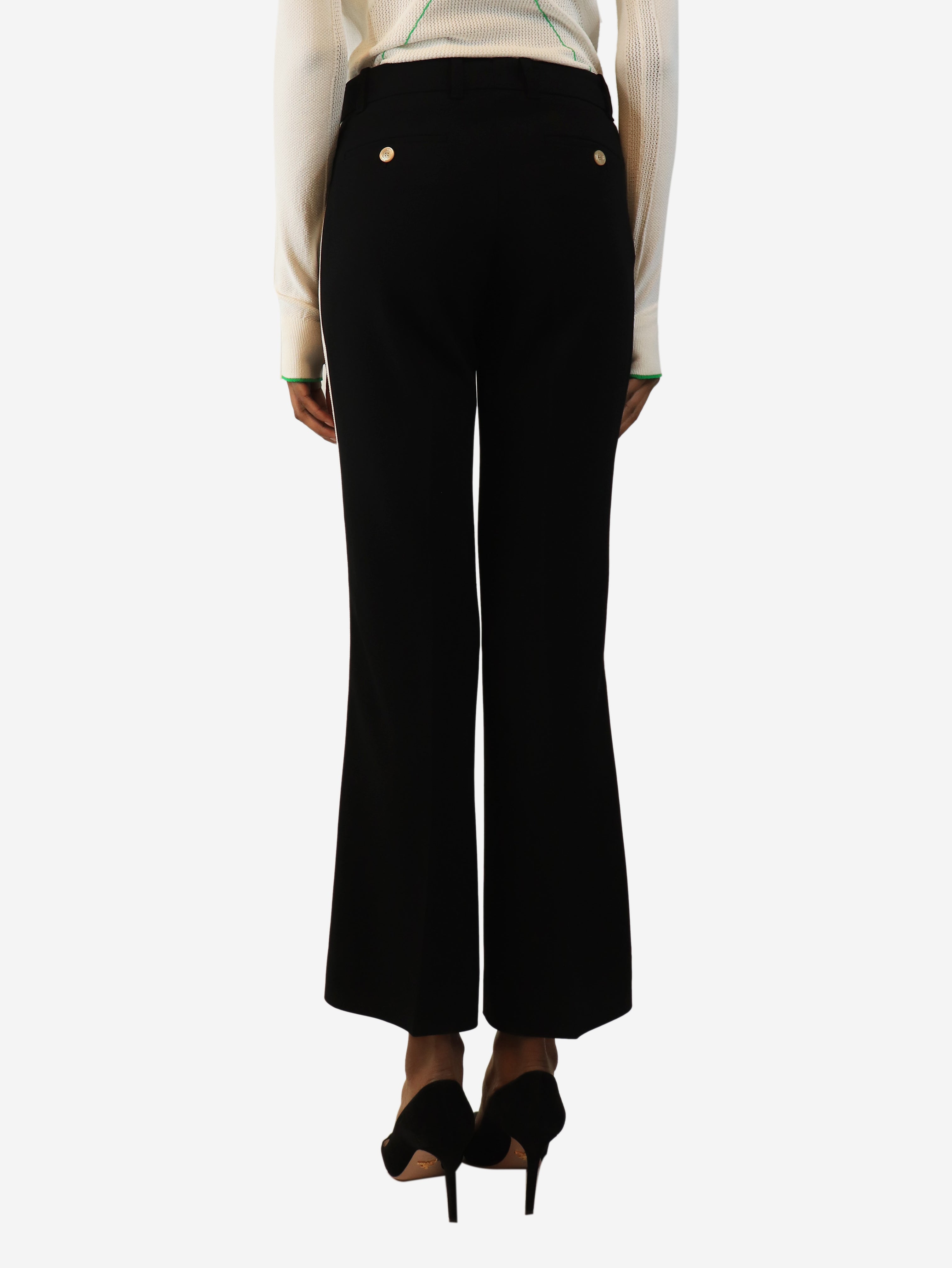 Black side-stripe trousers - size UK 6