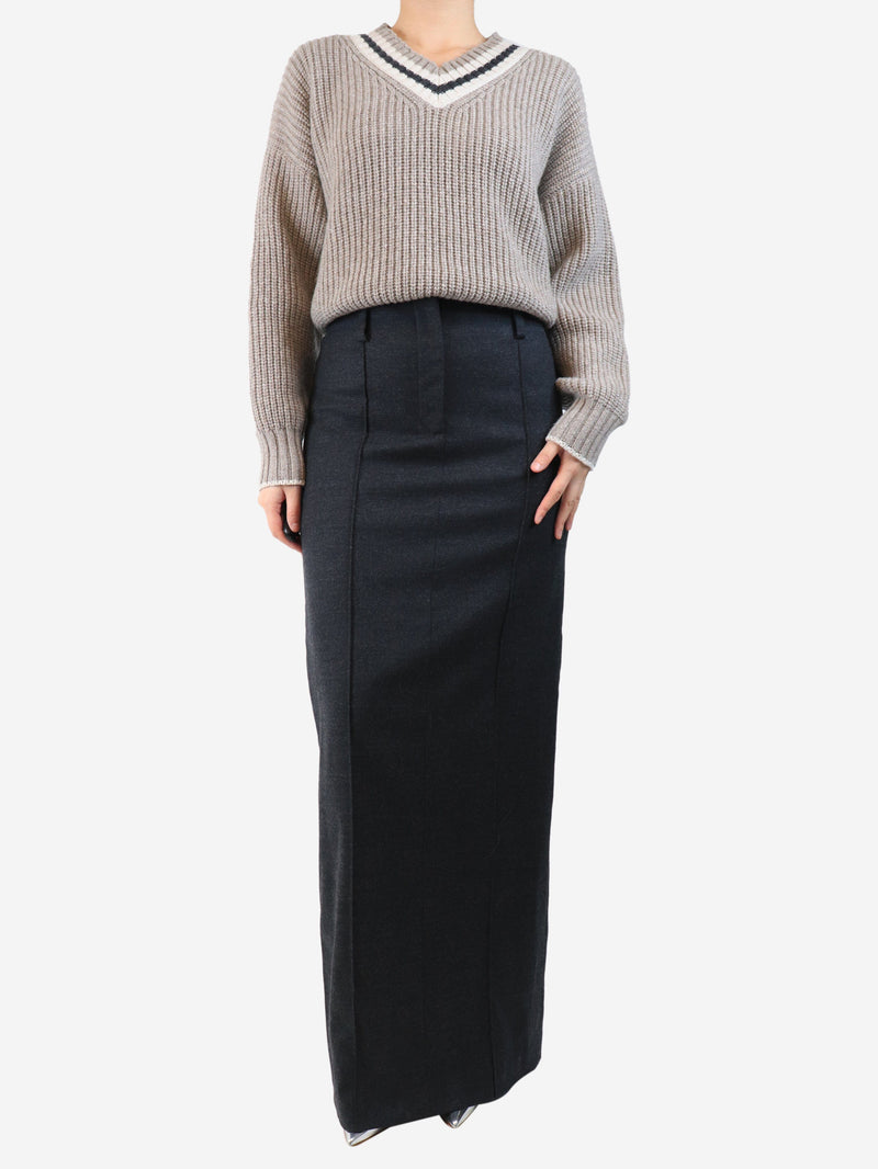 Charcoal grey wool long skirt - size UK 10 Skirts G. 