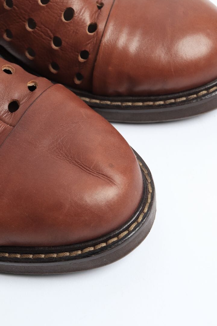 Brown holepunched leather ankle boots - size EU 40 Boots Marni 