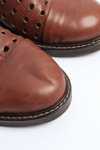 Marni Brown holepunched leather ankle boots - size EU 40
