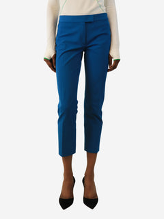 Blue Gabardine stretch trousers - size UK 8