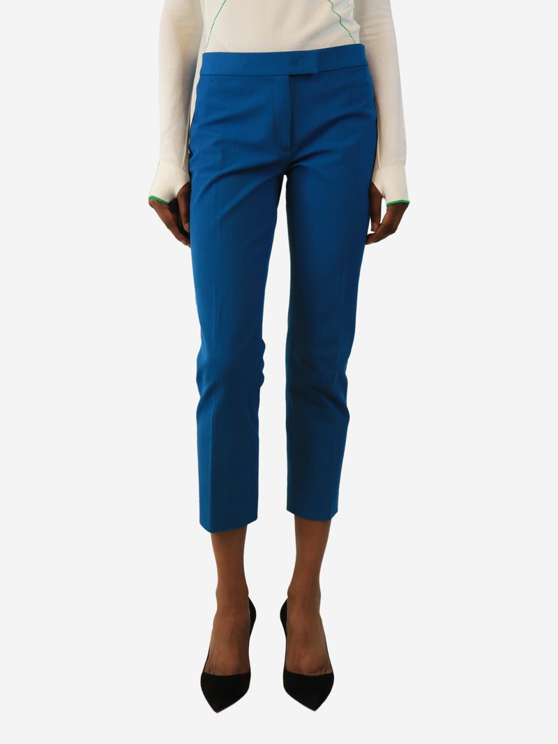 Blue Gabardine stretch trousers - size UK 8