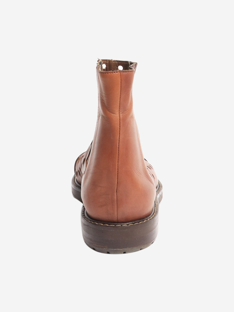 Brown holepunched leather ankle boots - size EU 40 Boots Marni 