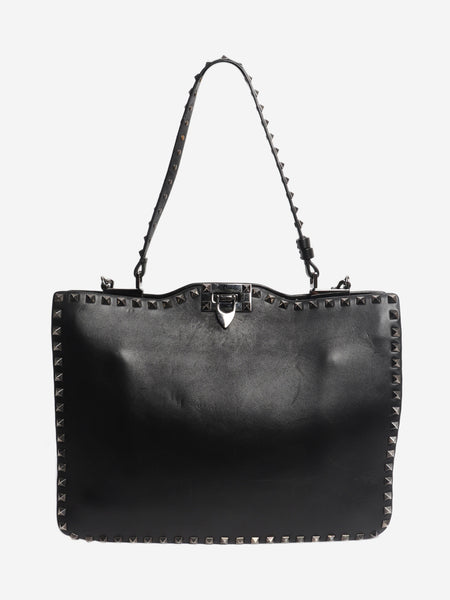 Black rockstud leather shoulder bag product image