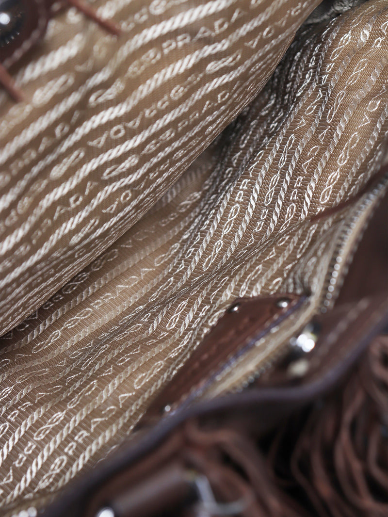 Brown leather fringe tote bag Shoulder bags Prada 