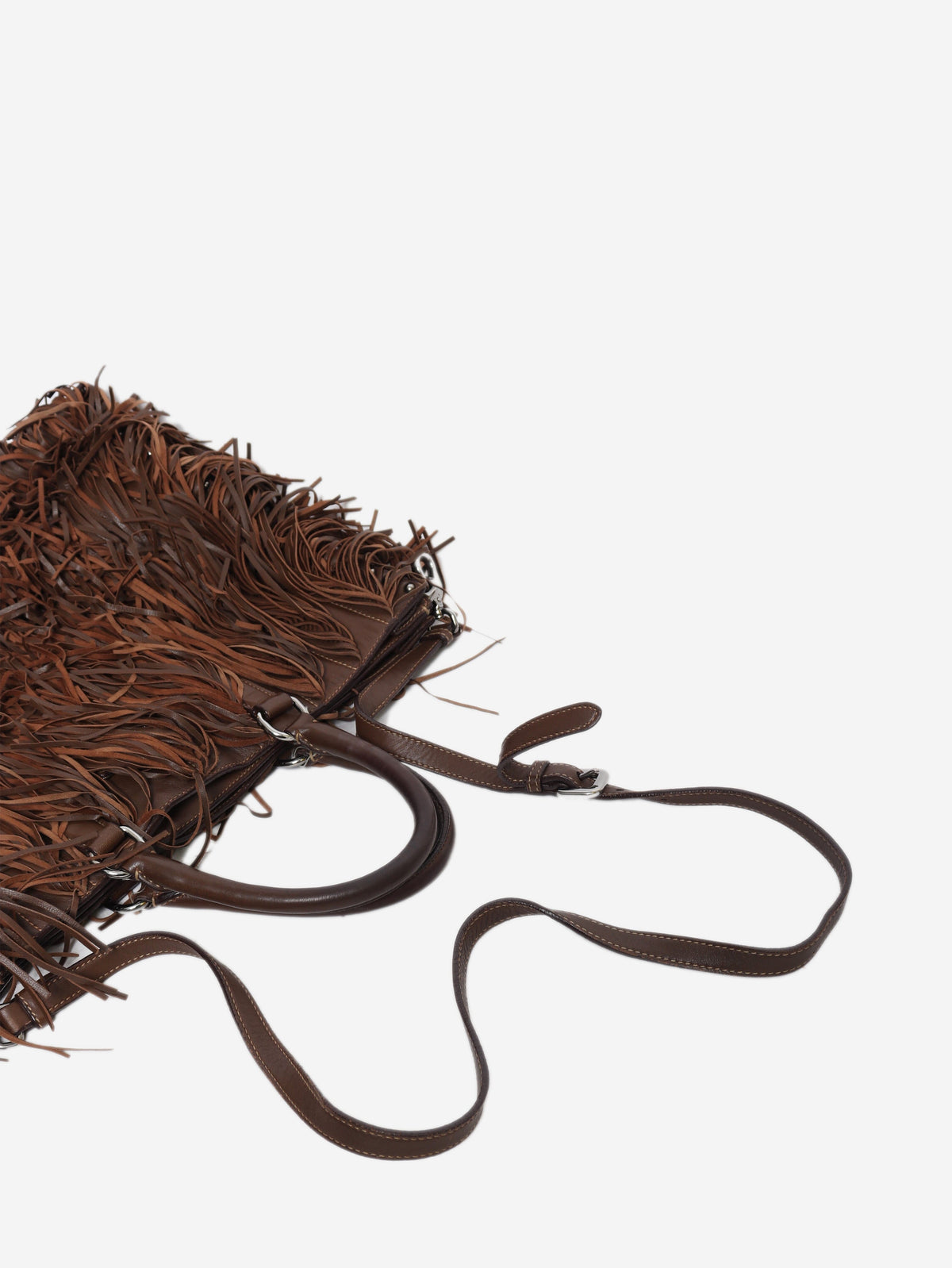 Brown leather fringe tote bag Shoulder bags Prada 