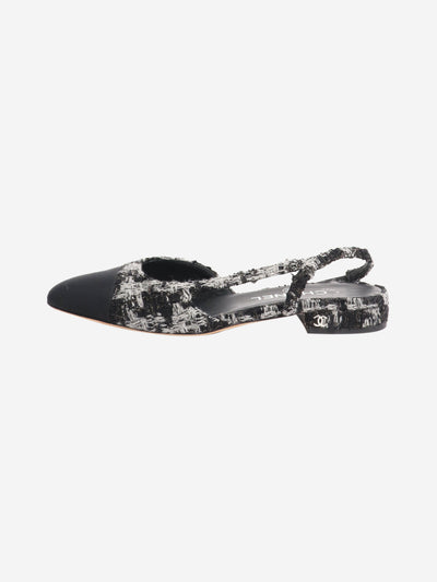 Black and grey tweed sling back flat heels - size EU 37.5 Shoes Chanel 