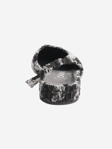 Chanel Black and grey tweed sling back flat heels - size EU 37.5