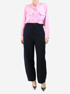 Navy boiled wool trousers - size UK 10 Trousers Soeur 