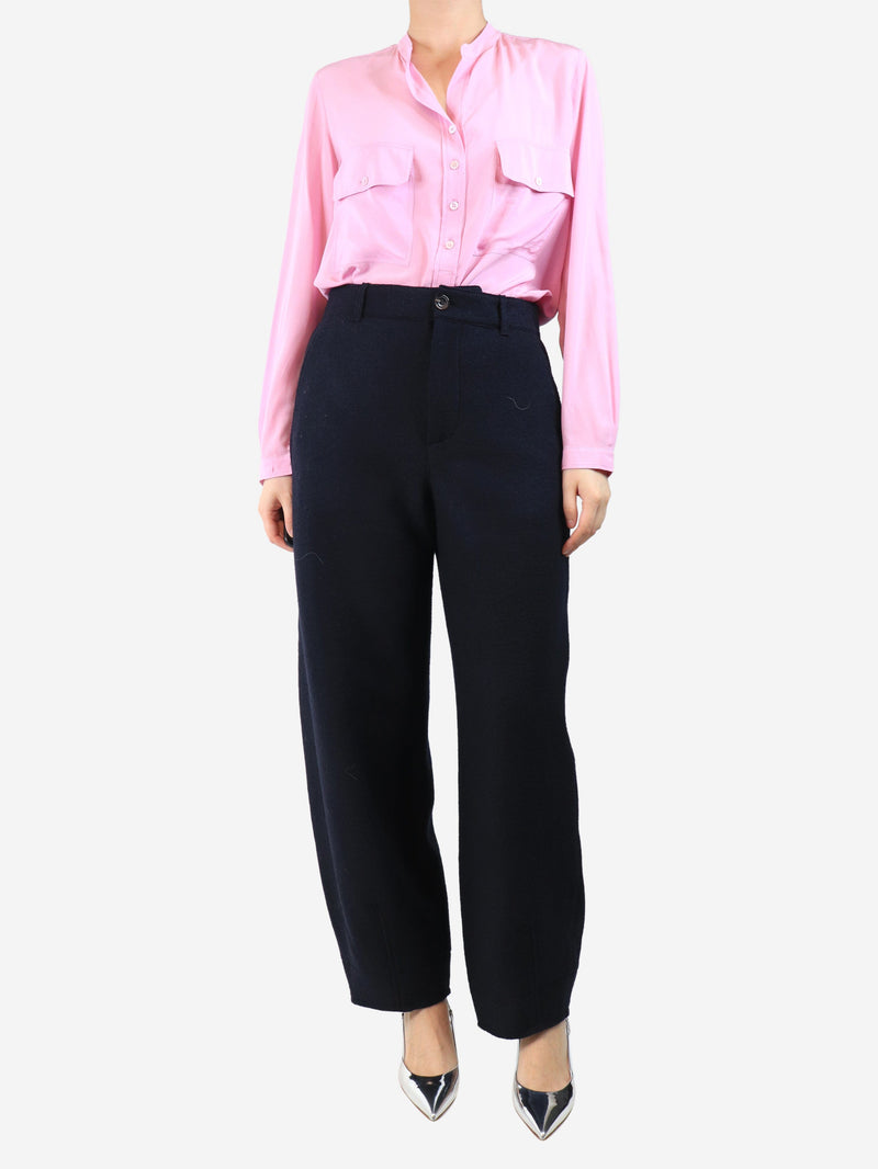 Navy boiled wool trousers - size UK 10 Trousers Soeur 