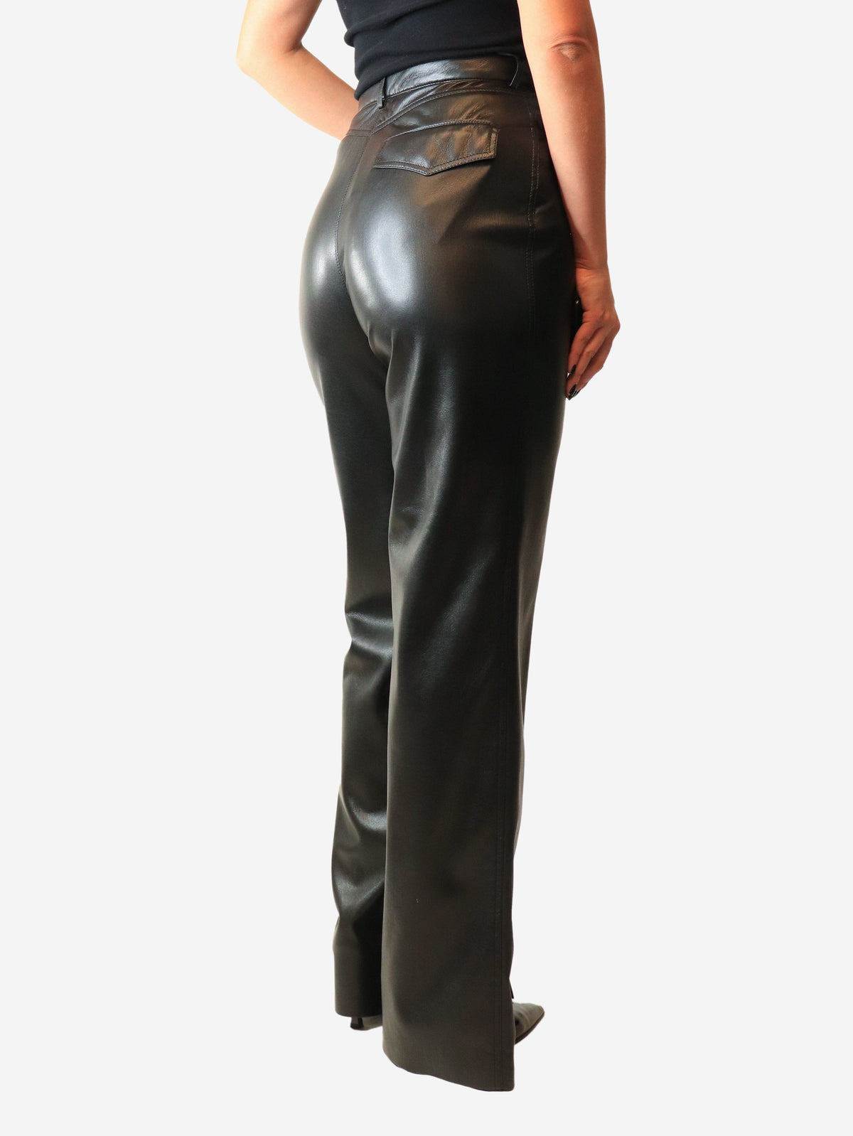 Black alt-leather trousers - size M Trousers Nanushka 