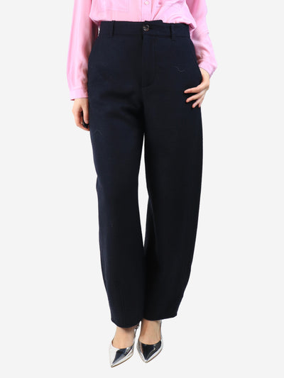 Navy boiled wool trousers - size UK 10 Trousers Soeur 