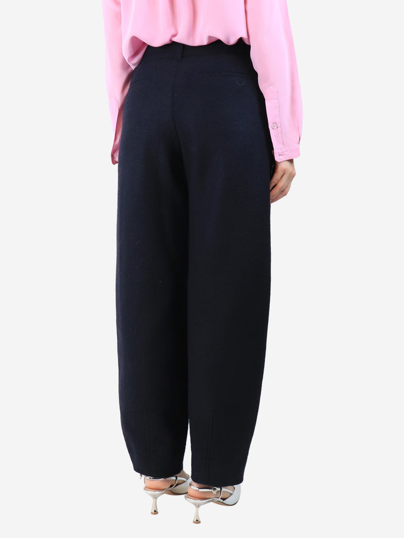 Navy boiled wool trousers - size UK 10 Trousers Soeur 
