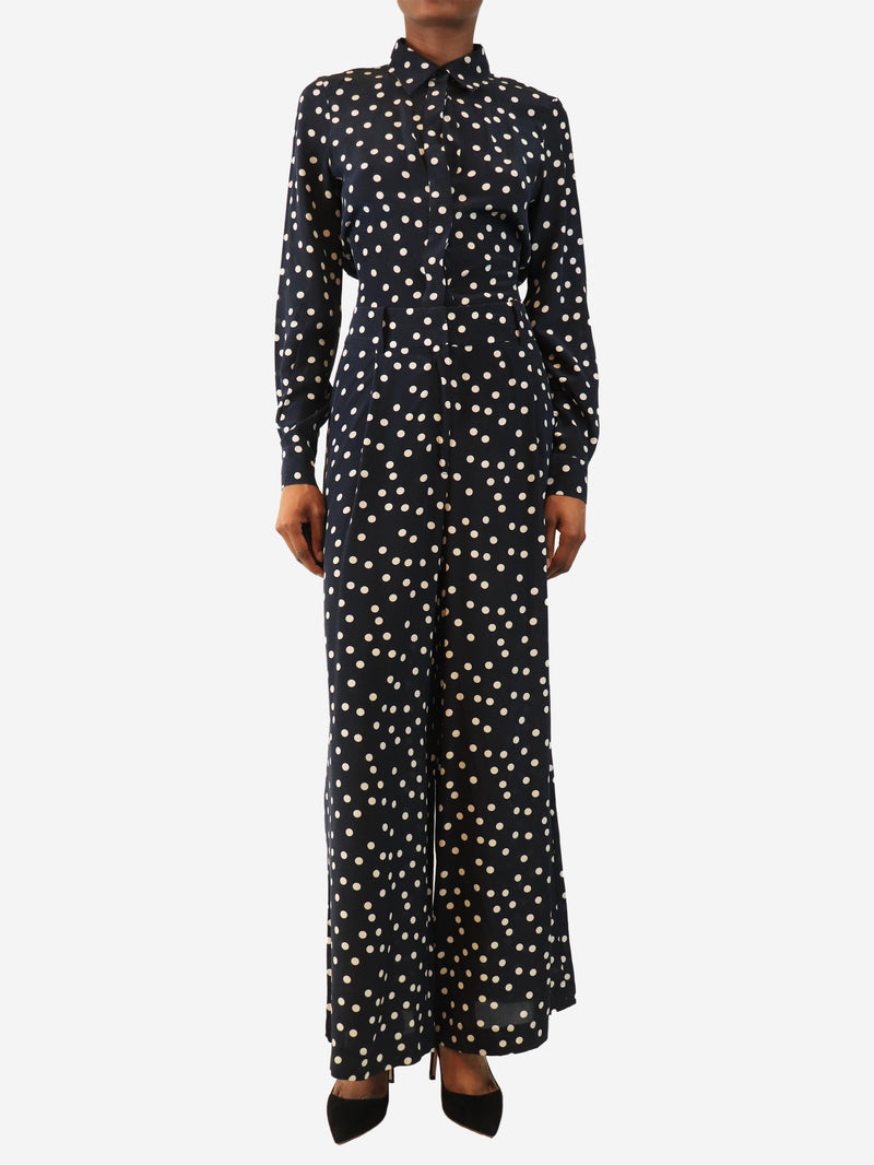 Navy polka dot blouse and trouser set - size UK 6 Sets CH Carolina Herrera 
