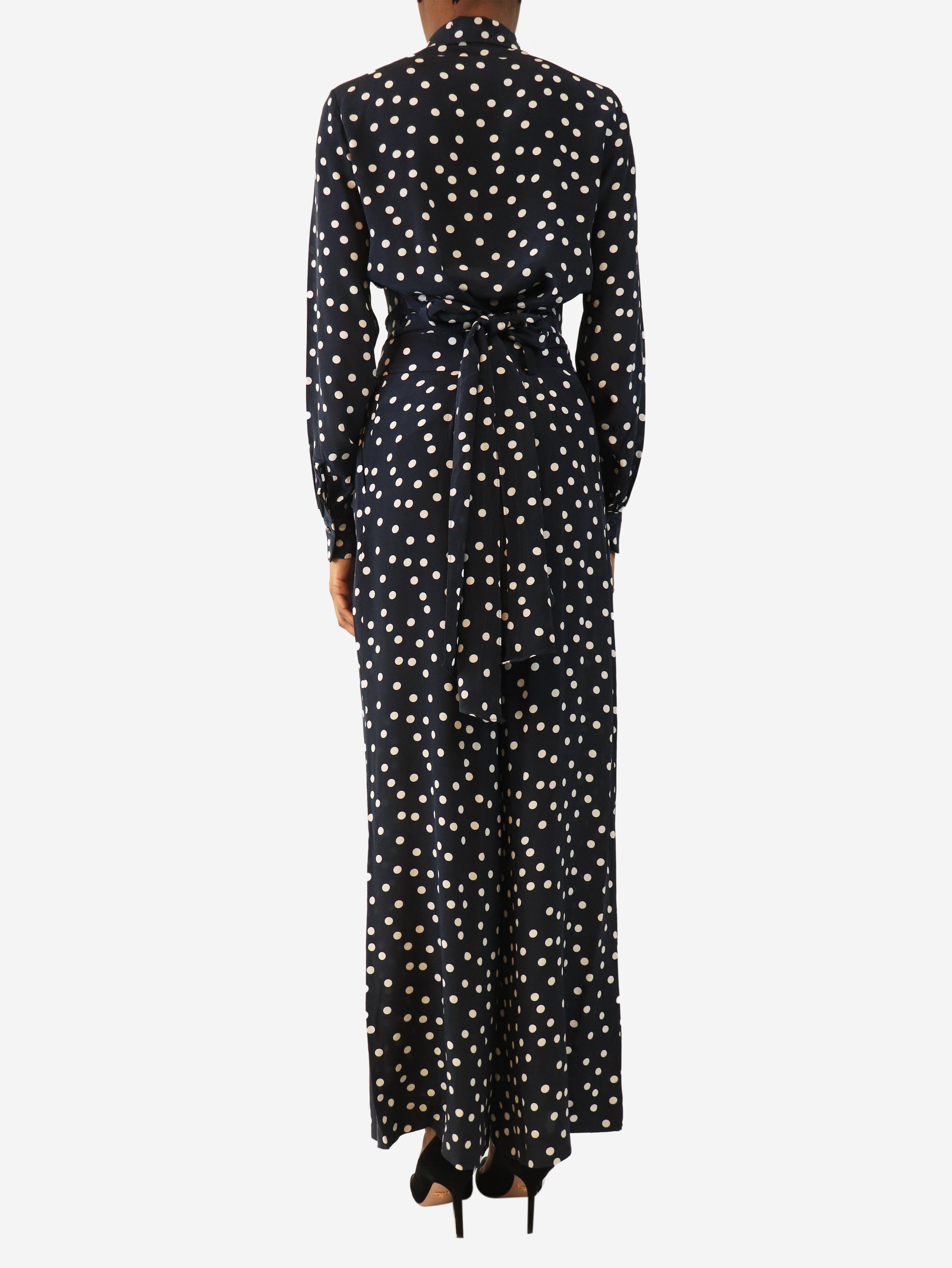 Navy polka dot blouse and trouser set - size UK 6 Sets CH Carolina Herrera 