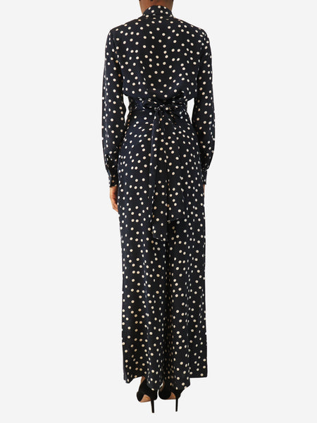 Navy polka dot blouse and trouser set - size UK 6 alternate image