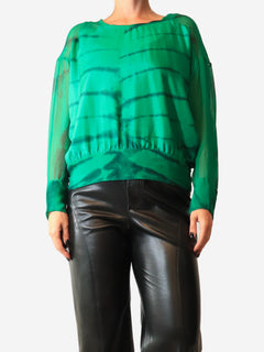 Green sheer tie-dye blouse - size M