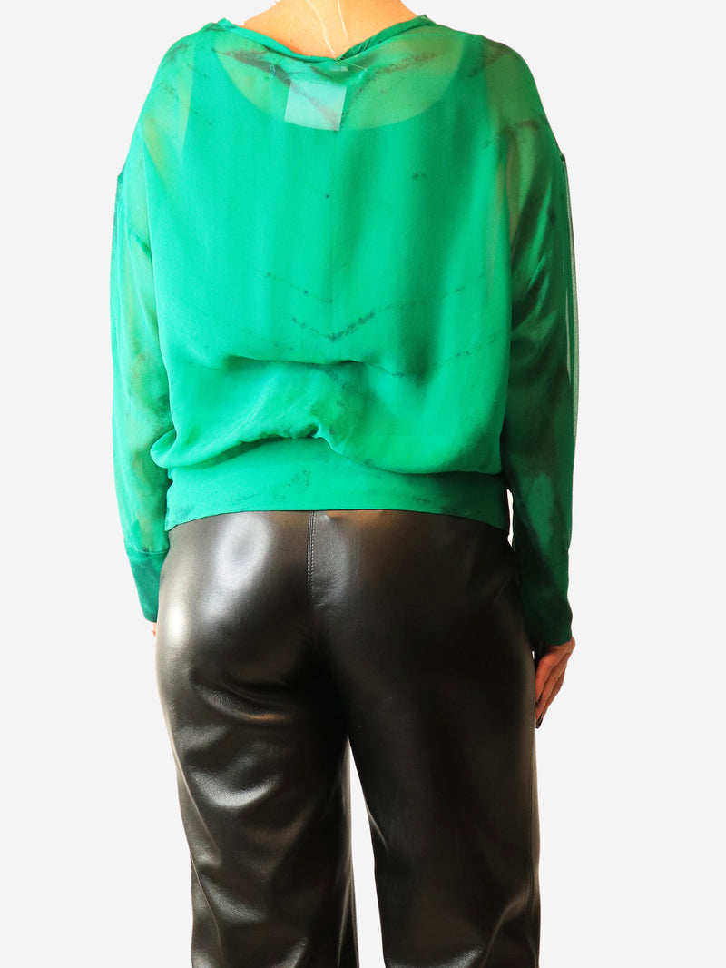 Green sheer tie-dye blouse - size M