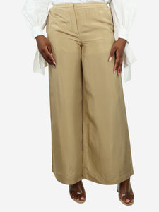 Joseph Beige silk wide-leg trousers - size UK 12