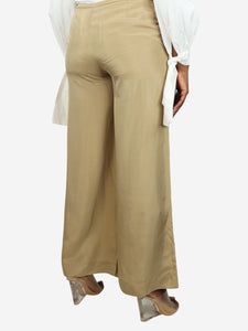 Joseph Beige silk wide-leg trousers - size UK 12