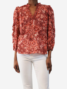 Ulla Johnson Red floral printed blouse - size UK 4
