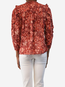 Ulla Johnson Red floral printed blouse - size UK 4