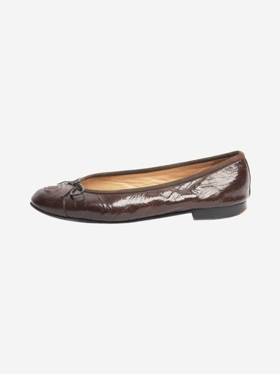Brown leather crinkled ballet flats - size EU 37.5 Shoes Chanel 