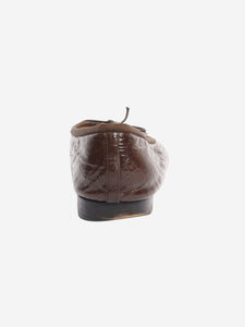 Chanel Brown leather crinkled ballet flats - size EU 37.5