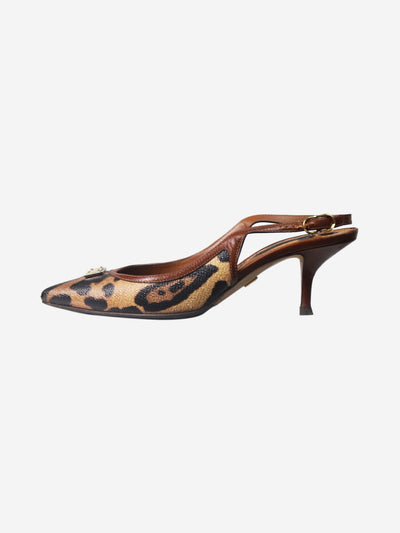 Brown animal print pointed toe slingback pumps - size EU 37 (UK 4) Heels Dolce & Gabbana 