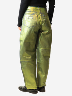 Green metallic tapered jeans - size UK 12