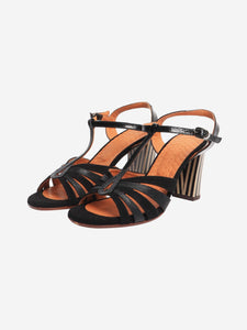 Chie Mihara Black suede and leather sandal heels - size EU 40