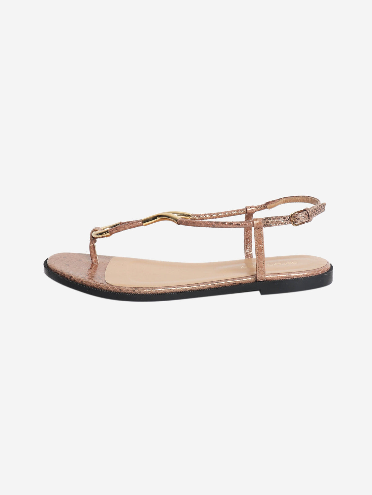 Brown snake-embossed flat sandals - size EU 39 Flat Sandals Sergio Rossi 