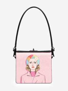 Prada pink Saffiano leather printed shoulder bag