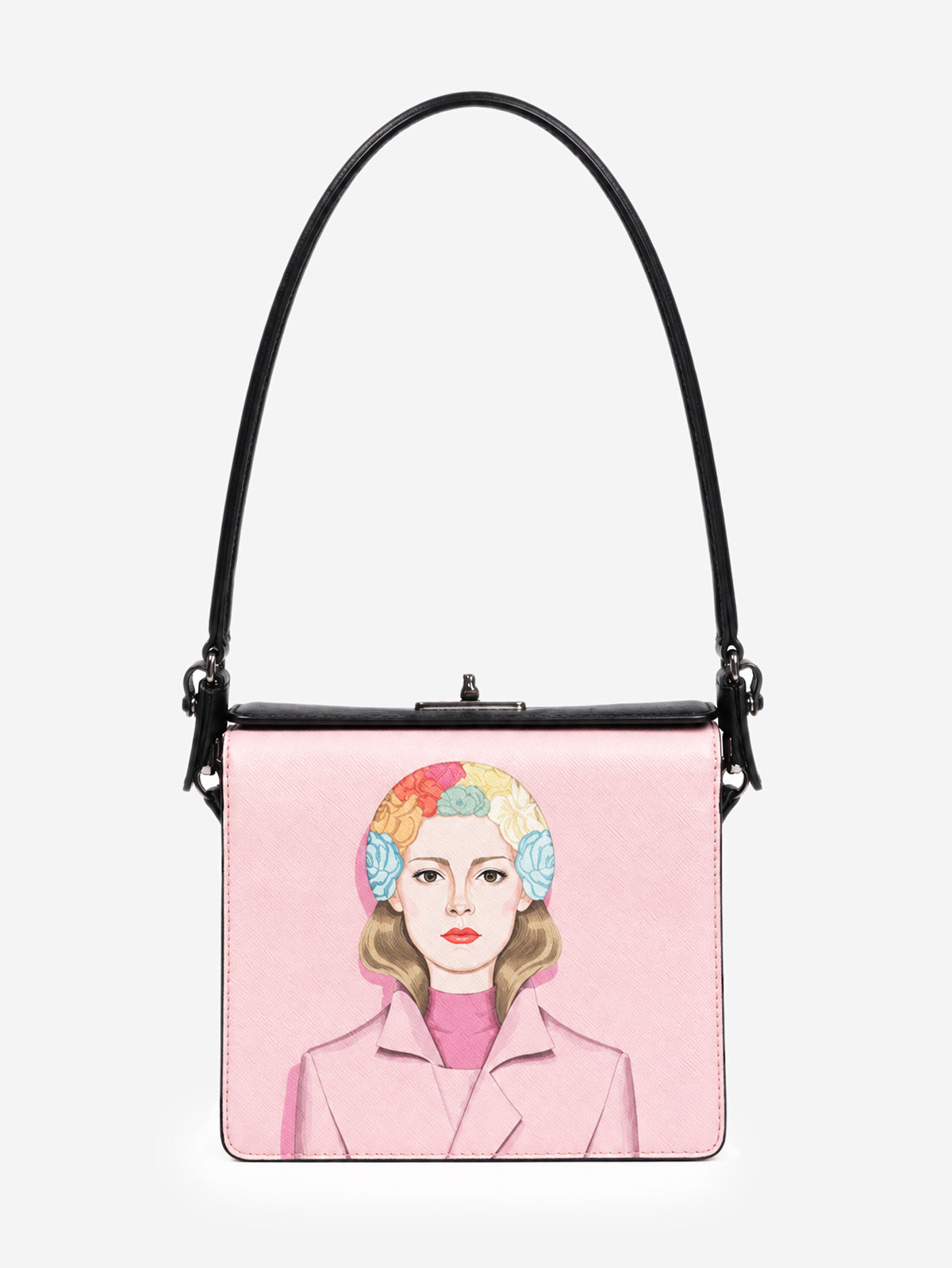 Prada pink Saffiano leather printed shoulder bag