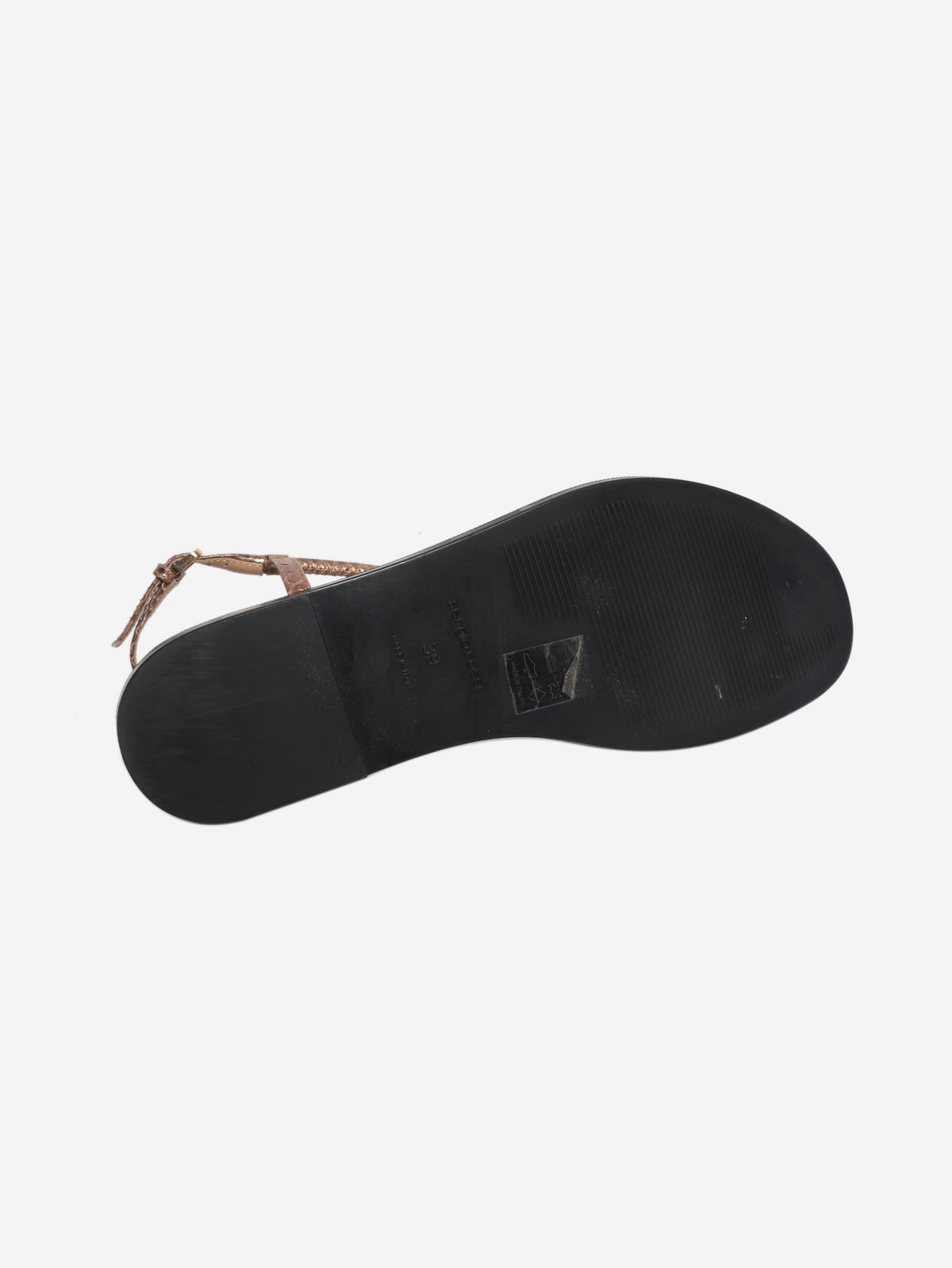Brown snake-embossed flat sandals - size EU 39 Flat Sandals Sergio Rossi 