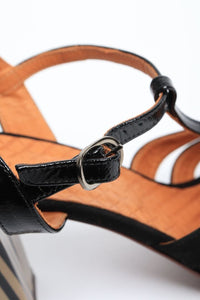 Chie Mihara Black suede and leather sandal heels - size EU 40