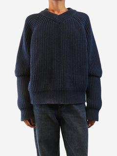 Navy ribbed v-neck jumper - size S Knitwear Eytys 