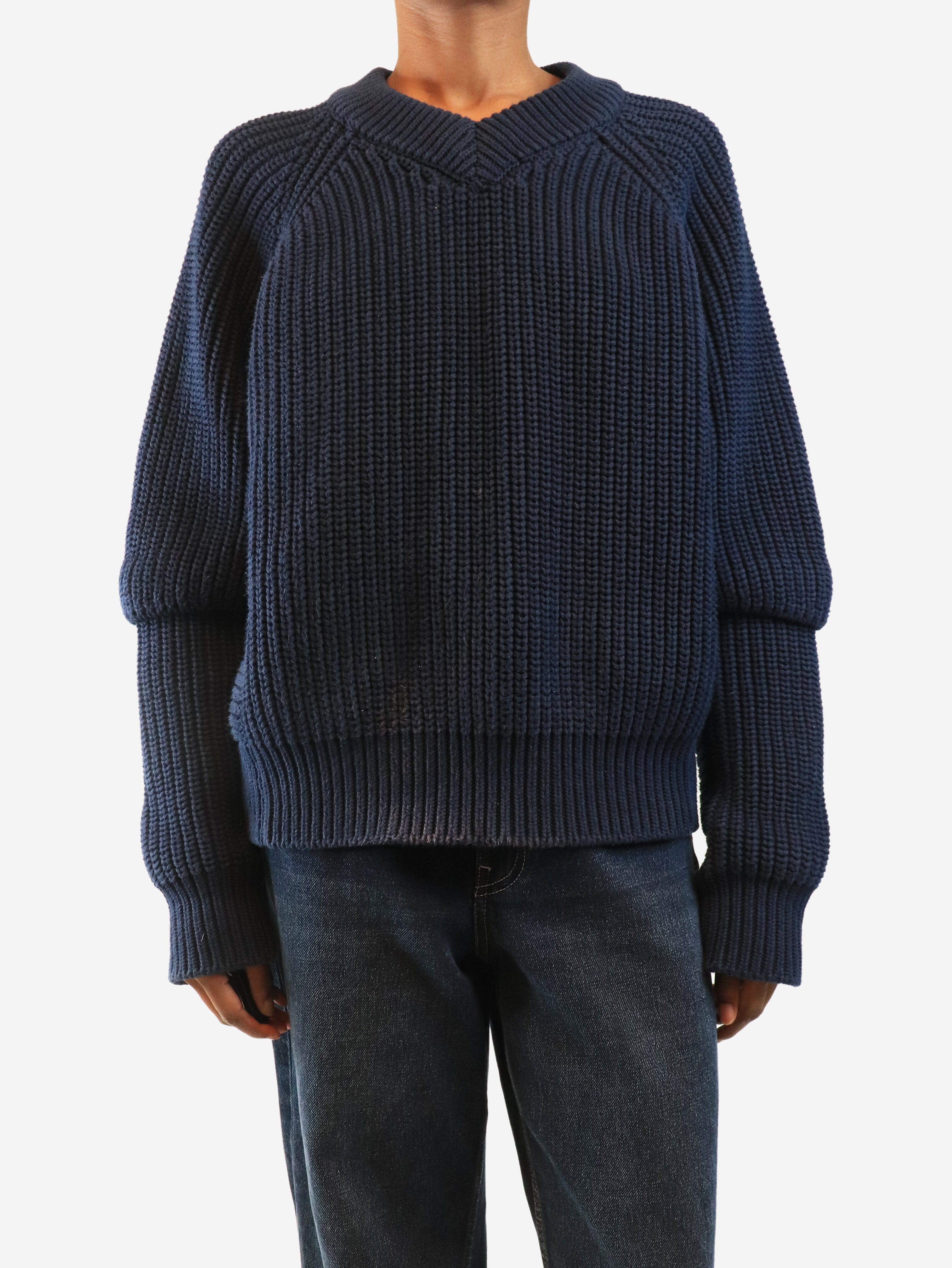 Navy ribbed v-neck jumper - size S Knitwear Eytys 