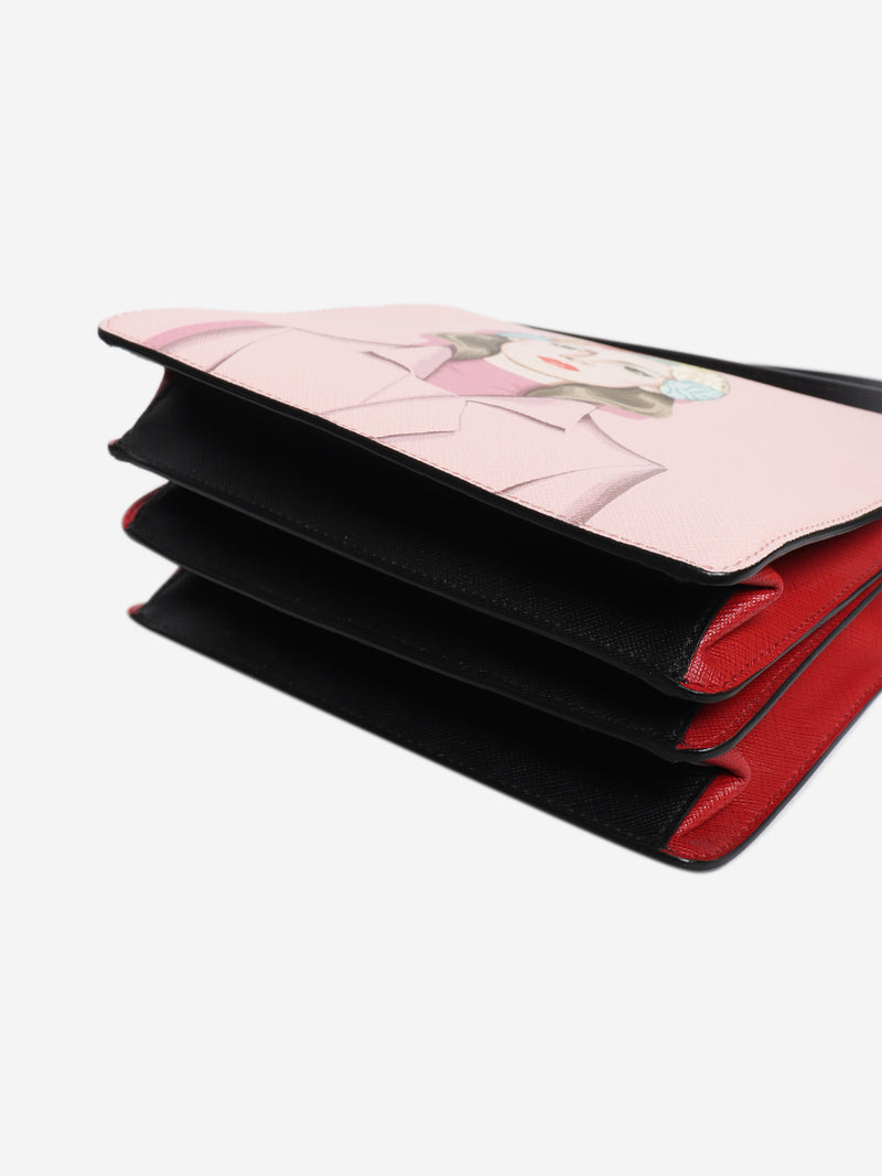 Prada pink Saffiano leather printed shoulder bag - view 4