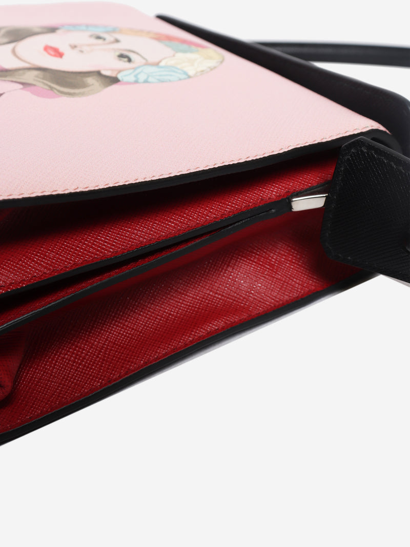 Prada pink Saffiano leather printed shoulder bag - view 5
