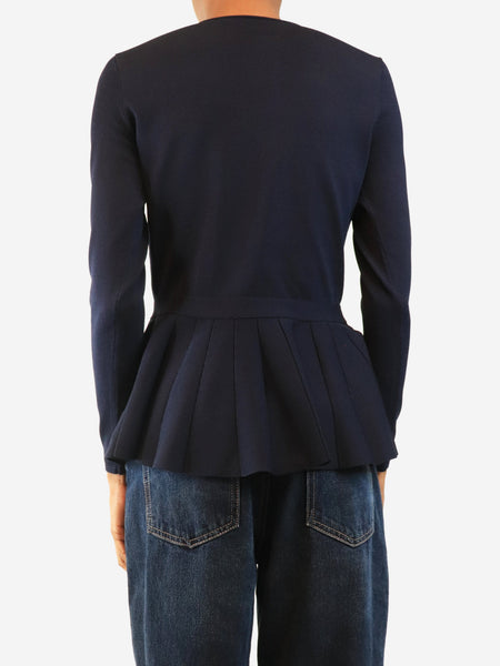 Navy pleated peplum top - size S alternate image