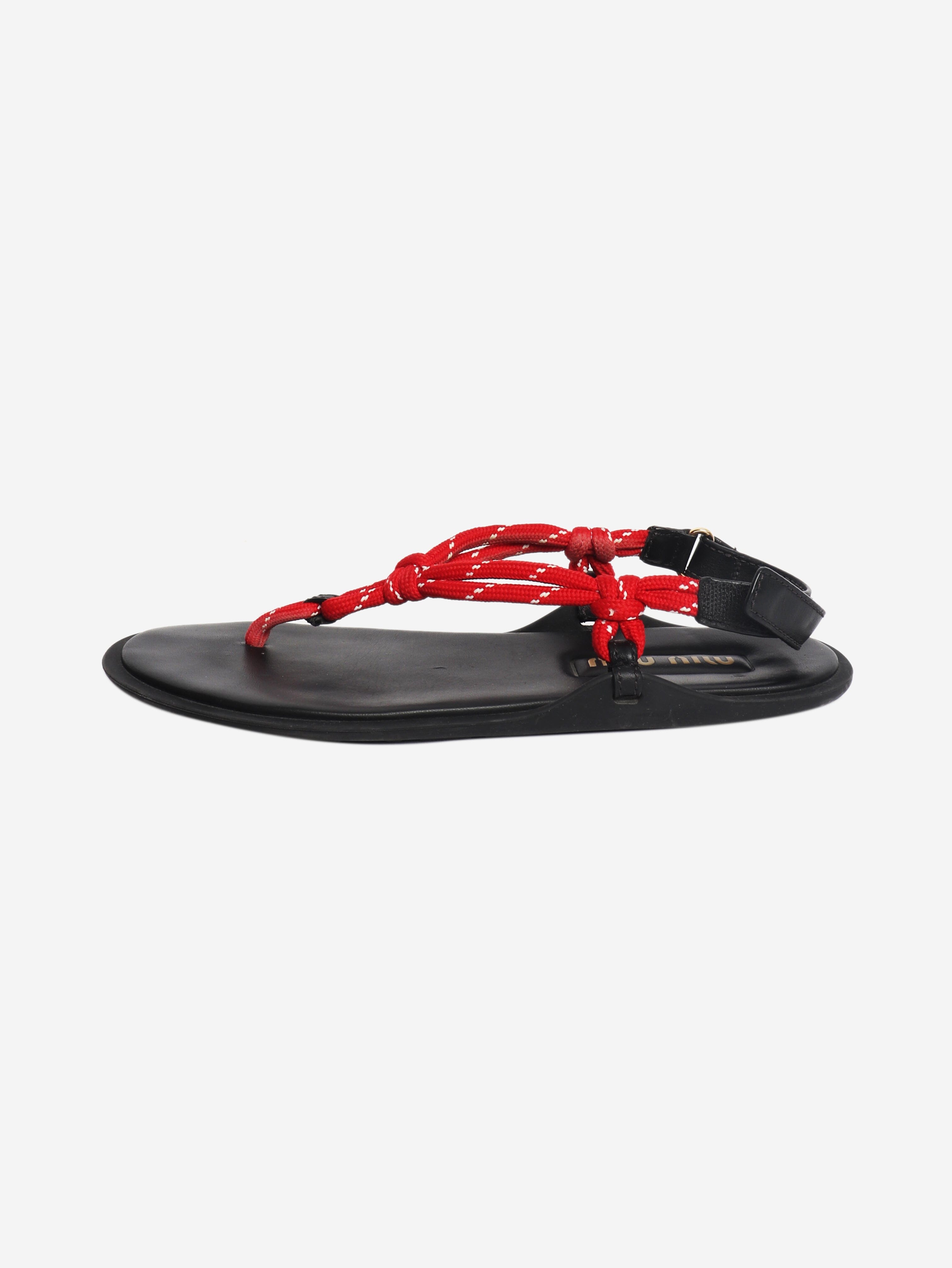 Black and red rope sandals - size EU 39 Flat Sandals Miu Miu 