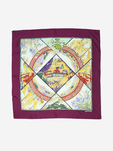 Hermes Purple silk Giverny floral scarf