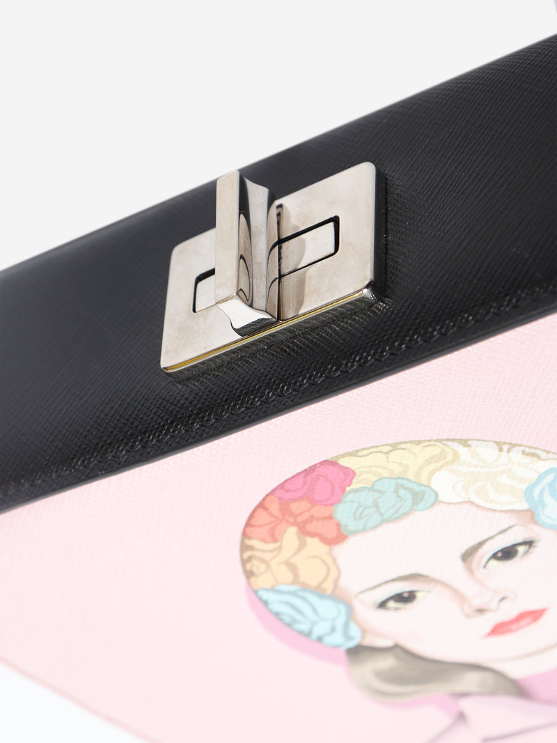 Prada pink Saffiano leather printed shoulder bag - view 7