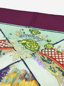 Hermes Purple silk Giverny floral scarf