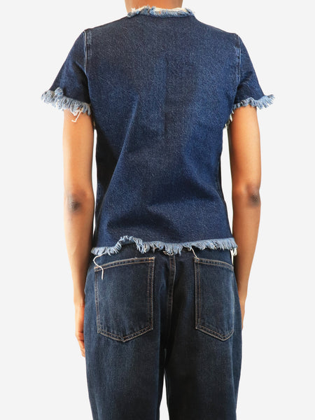 Blue frayed denim top - size XS alternate image