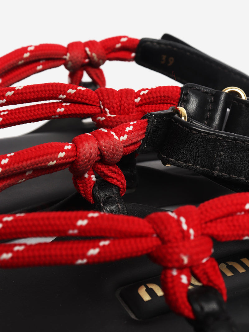 Black and red rope sandals - size EU 39 Flat Sandals Miu Miu 